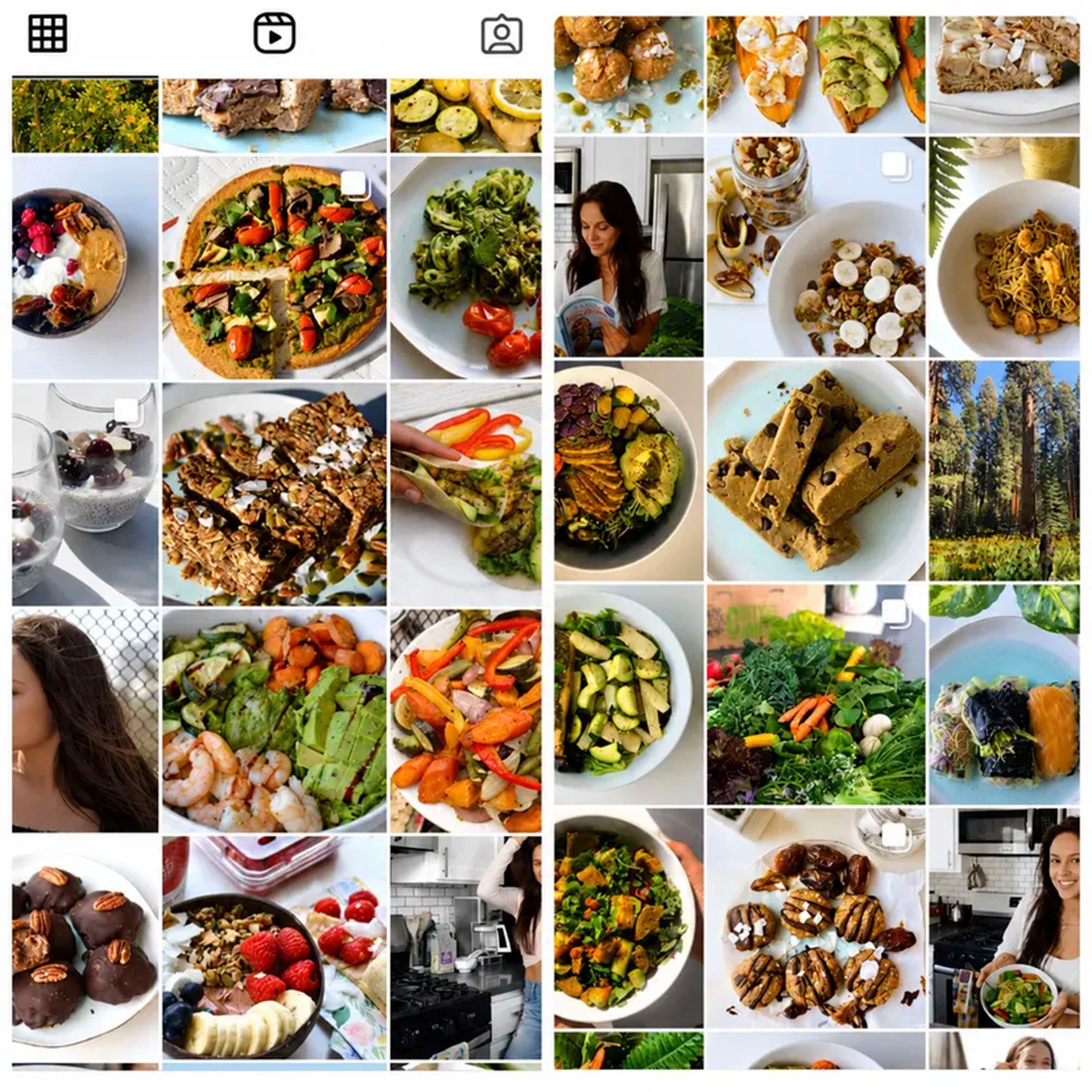 The Graceful Wellness Instagram feed before, a mix of recipe photos with no theme